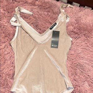 NWT Nasty Gal Champagne Velvet Bodysuit